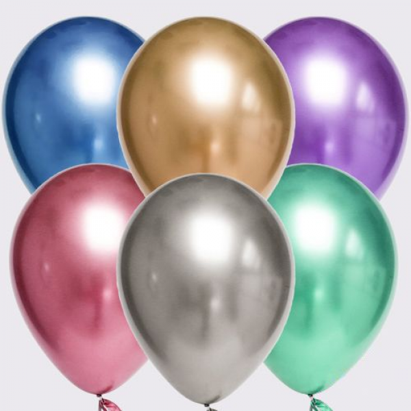 Karışık Renk Krom Balon 6 Adet