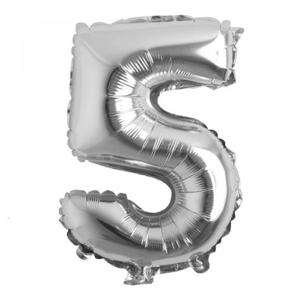 5 Gümüş Rakam Folyo Balon