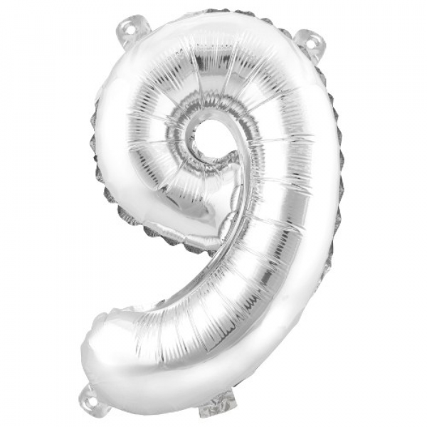 9 Gümüş Rakam Folyo Balon