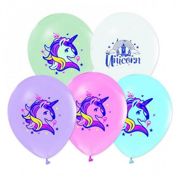 Unicorn Temalı Baskılı Balonlar 10 Adet