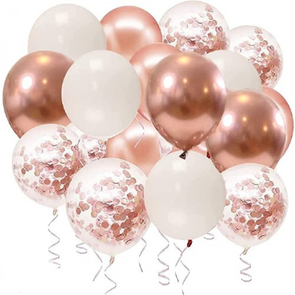 Rose Gold Konfetili Balonlar 20 Adet