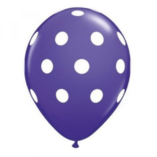 Beyaz Puantiyeli Mor Balonlar 10 Adet