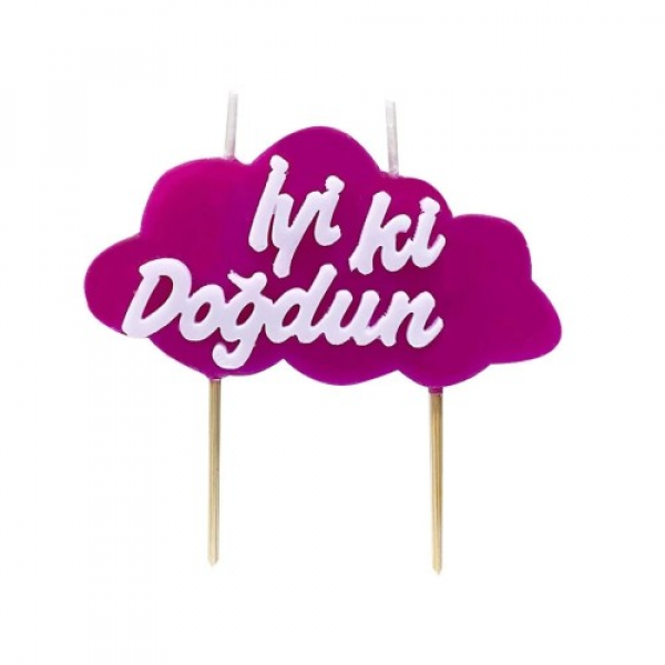 İyi Ki Doğdun Koyu Pembe Pasta Mumu