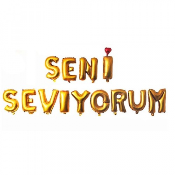 Seni Seviyorum Gold Folyo balon Seti