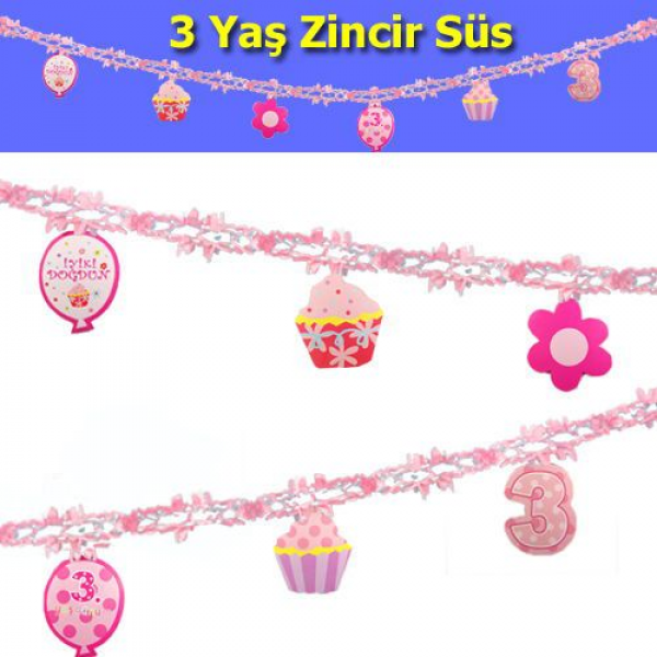 3 yaş zincir süs pembe 3m