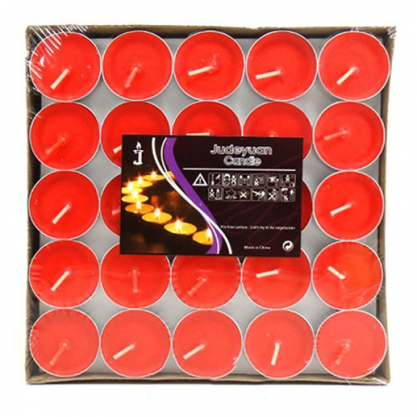 Kırmızı yuvarlak mum tealight 25 adet