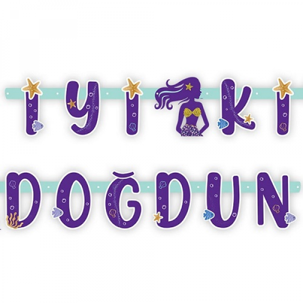 iyiki doğdun deniz kızı temalı süsleme