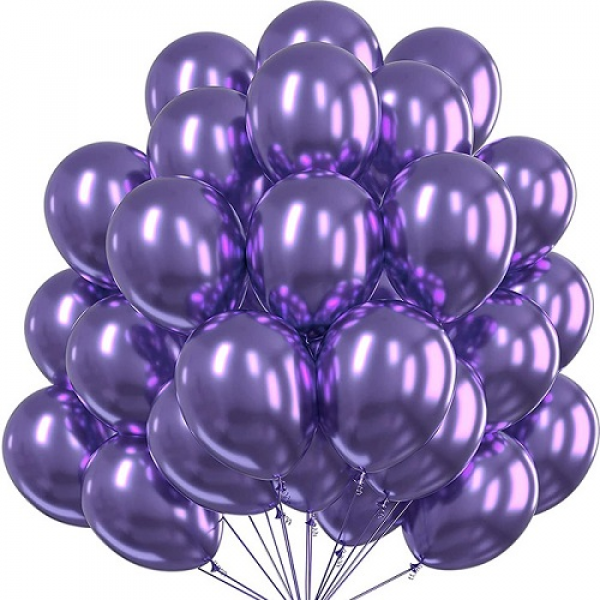 mor renkli krom balon