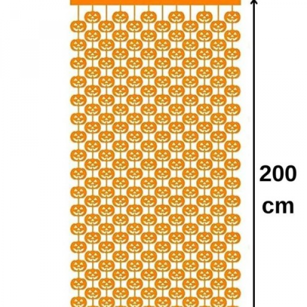 Balkabağı Figürlü Turuncu Kapı Perdesi Halloween Cadılar Bayramı