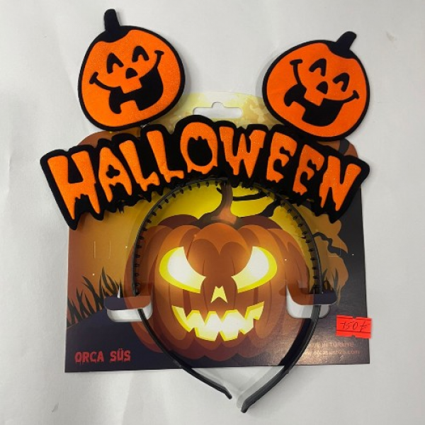 Halloween Yazılı Balkabağı Figürlü Taç